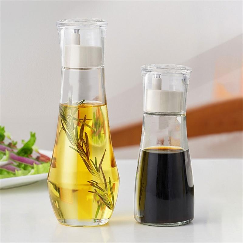 Efficient Oil Dispenser with Controlled Pour Spout Portable Glass and Steel Oil Bottle Dispenser for Kitchen