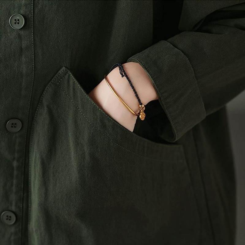 Coat for Women Cotton Casual Oversize Vintage Solid Color Large Pocket Single Breasted Loose Casual Top Jacket