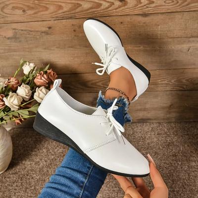 2024 Hot Selling Solid Color Women's Spring and Summer Casual Korean Flat Shoes Pointed Toe Lace-Up Fashion Student Flat Shoes
