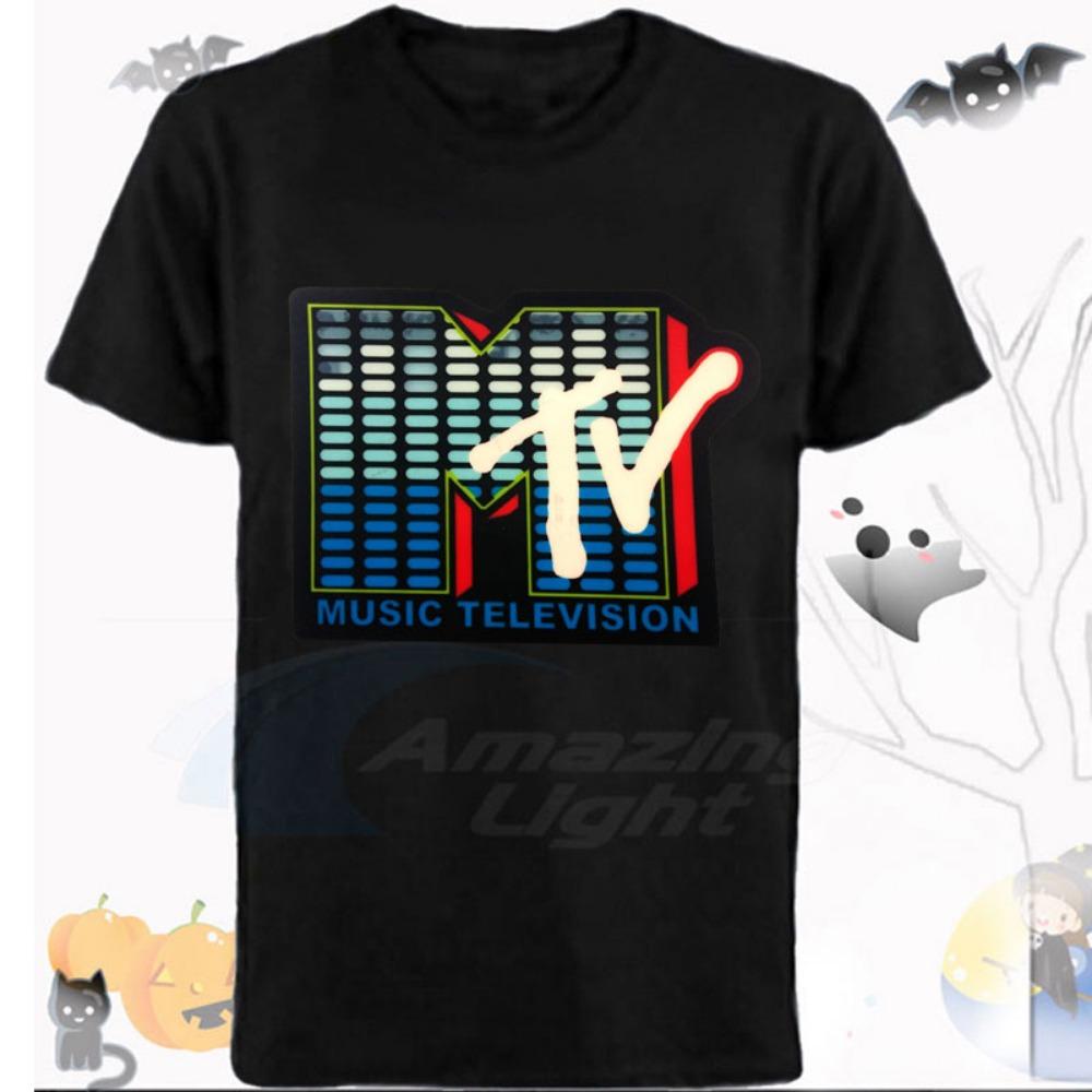 Vendita Calda T-shirt a LED Attivata dal Suono Equalizzatore El T-shirt Equalizzatore Illuminata Verso il Basso T-shirt a LED Lampeggiante T-shirt a LED Attivata dalla Musica