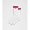 Lululemon Unisex Daily Essential Crew Socks Stripe White Calypso Pink
