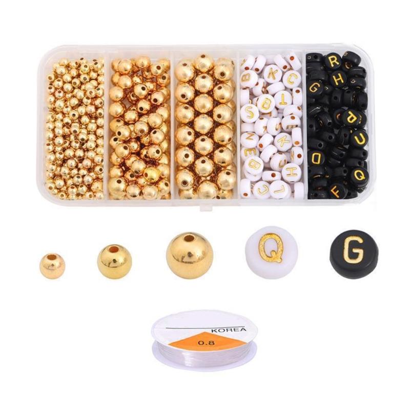 Gold Silver Round Spacer Beads Resin Beads Jewelry Beads DIY Letter Beads for Handmade Craft Project and Jewelry Making