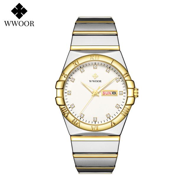 WWOOR Luxury Watches For Men Fashion Business Waterproof Stainless Steel Luminous Men's Quartz Wristwatches Male Reloj Hombre