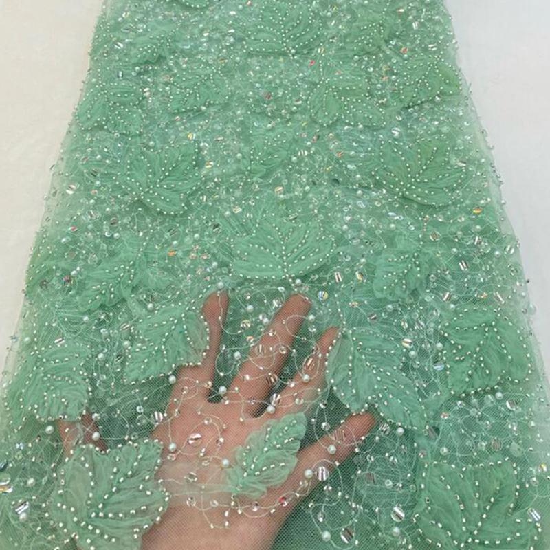 High Quality African Tube Beaded Sequin Lace Fabric Sequin Embroidery French Tulle Lace Nigerian Wedding Dress Cheongsam Fabric