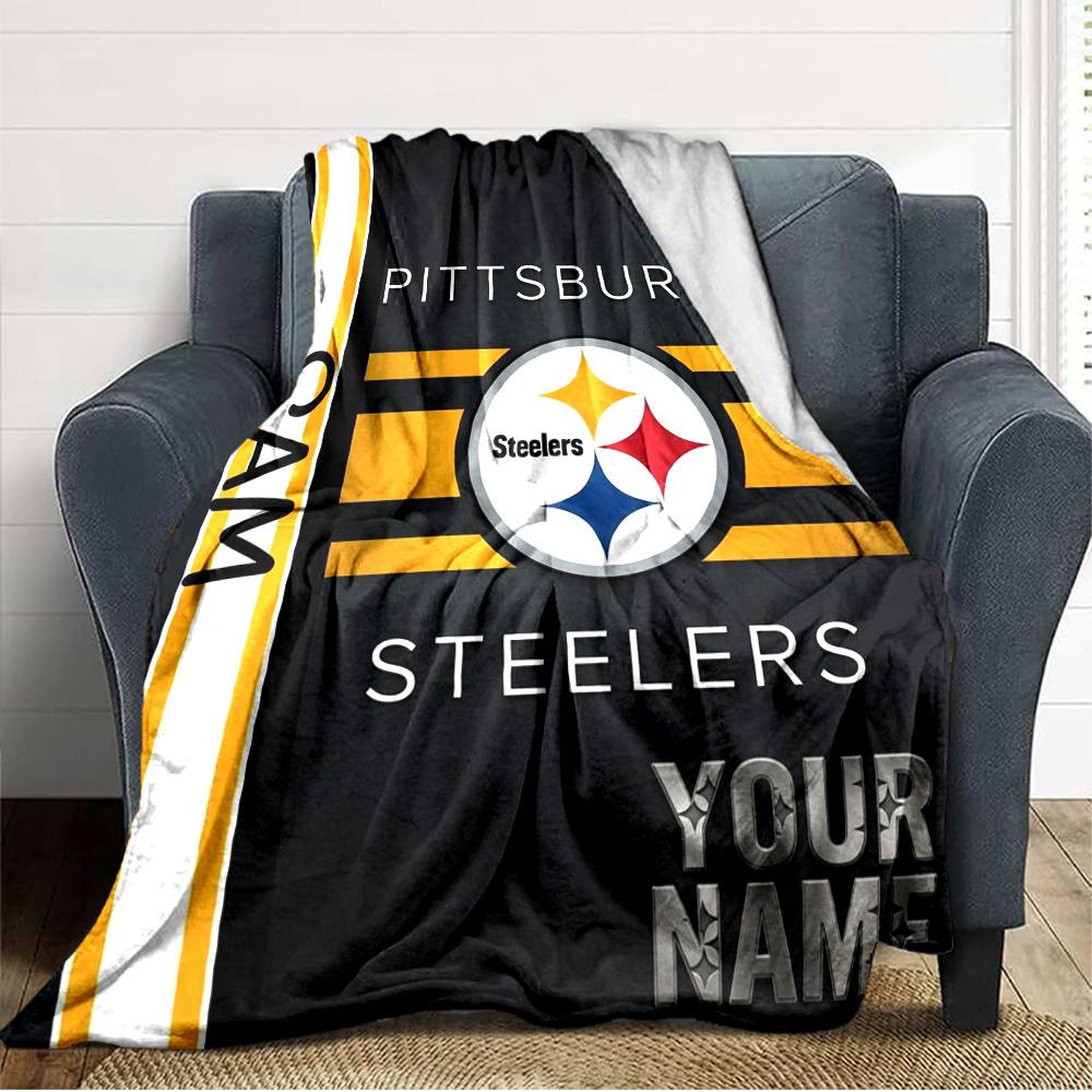 Name Custom Pittsburgh Steelers Print Flannel Blanket High Quality Warm Comfortable Cover for All Seasons Perfect for Gifts Home Decor