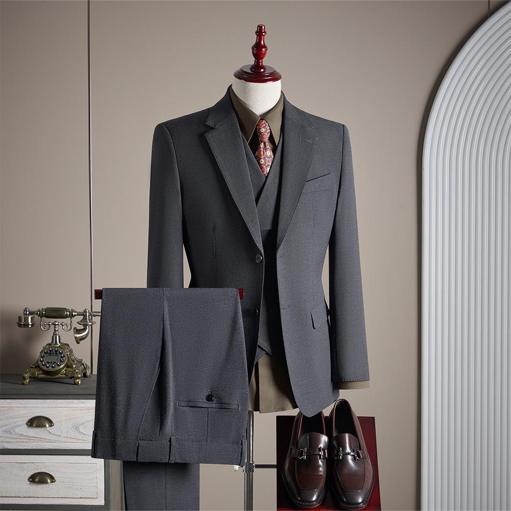 Modal Wool High-End Suit Set - Formal, Machine Washable, Linen Lined, Ideal for Weddings and Business.