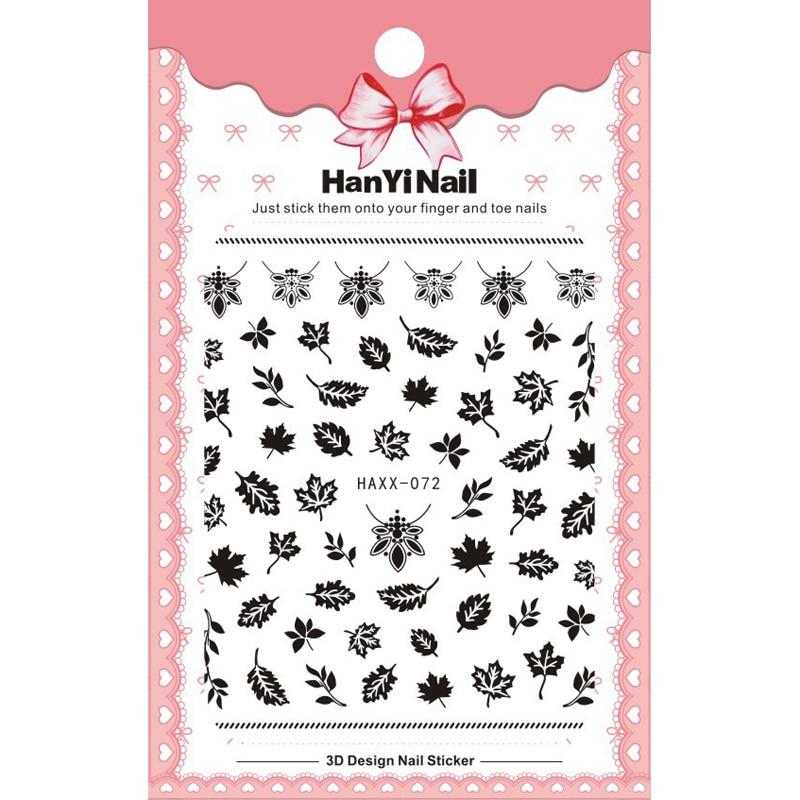 1 Sheet 3D Adhesive Nail Sticker Geometric Patterns Flowers Butterfly Decal for Nail Art Decoration