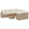 Vidaxl 9-Cz. Gartenmöbel-Set mit Kissen, Beige, Polyrattan