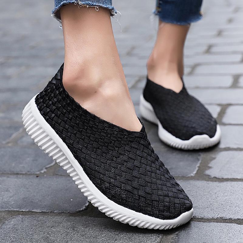Summer Women Lightweight Slip on Sneakers Casual Plus Size Flats Loafers Soft Beach Walking Sports Shoes