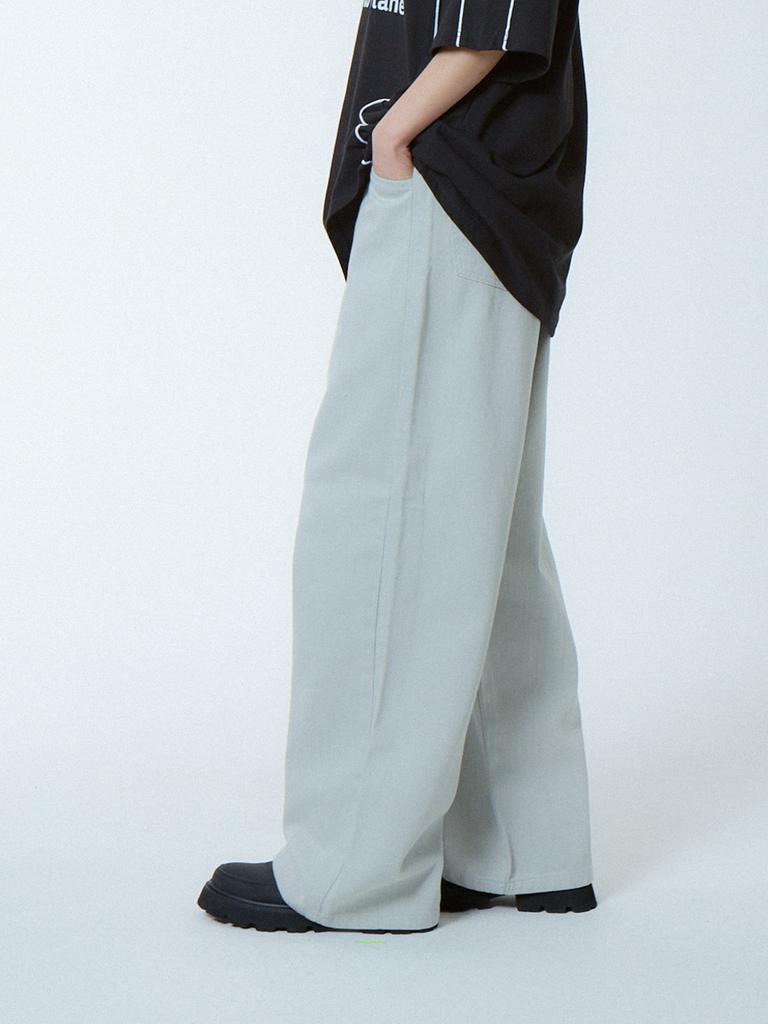 UNKNOWN PLANET Custom One-Pleat Wide Pigment Pants Light Gray