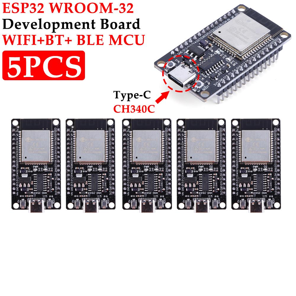 ESP32 WROOM-32 Development Board USB CP2102/ TYPE-C CH340C WiFi+Bluetooth Ultra-Low Power Consumption Dual Core Wireless Module