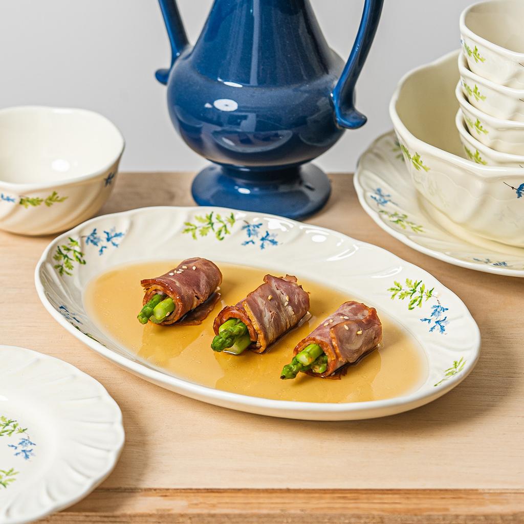 Sean, French Western Food Plate Vegetable Plate Soup Plate Lace Ceramic Bowl Plate Tableware Rice Bowl Plate Deep Plate Soup Bowl