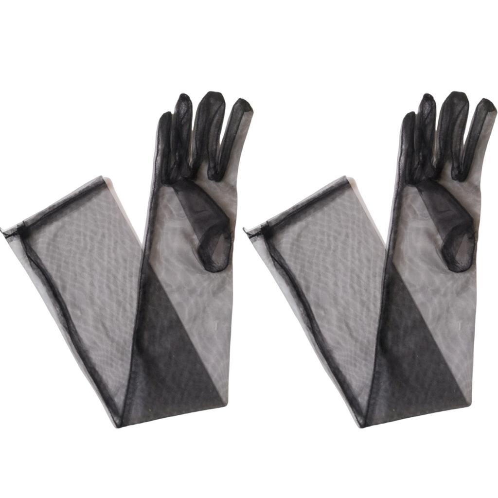 1pair Long Meshes Gloves Elegant Bridal Mittens Transparent Women Gloves for Bride and Bridesmaids