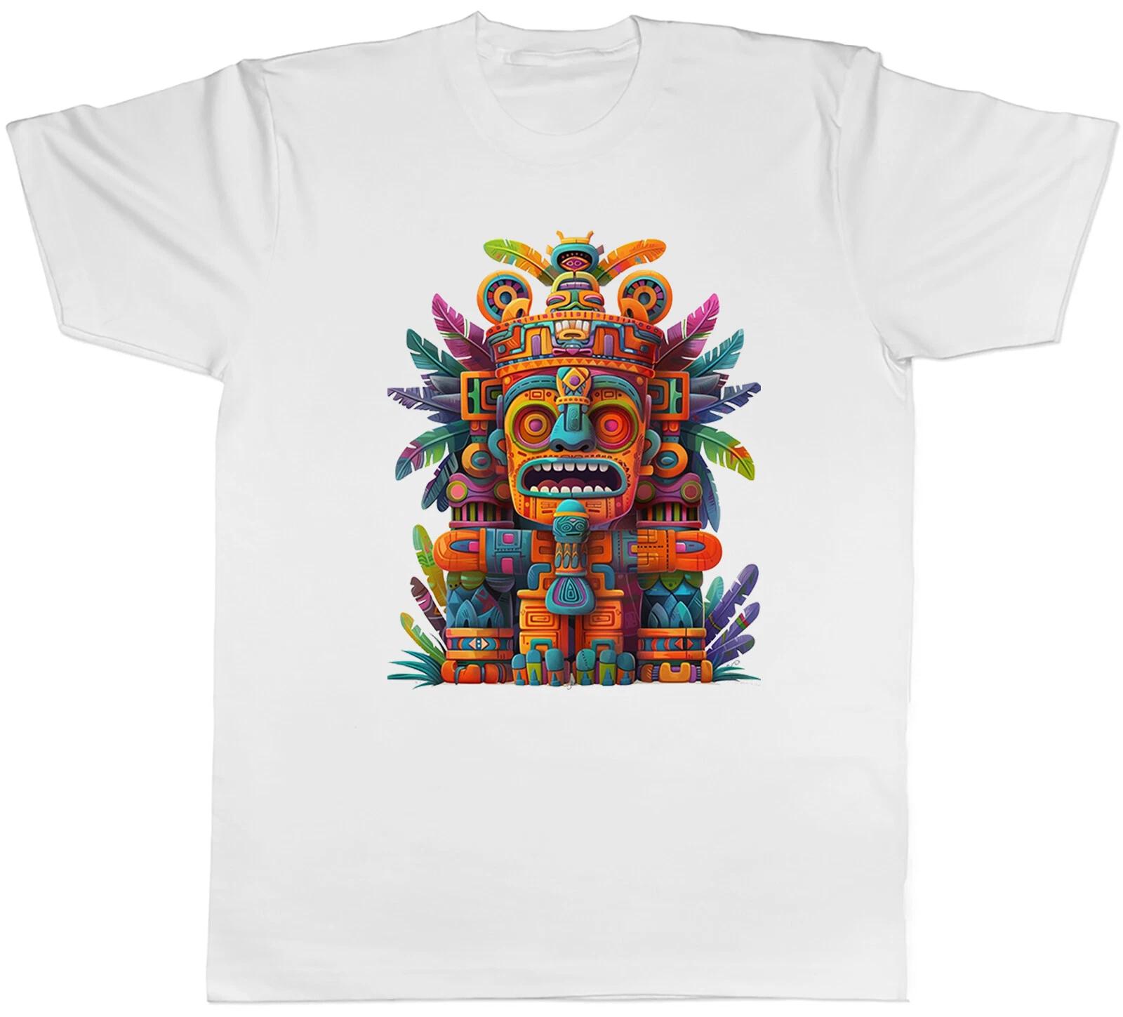 Aztec Tiki Jungle Mens T-Shirt Tribal Chichimeca Tee Gift XXL