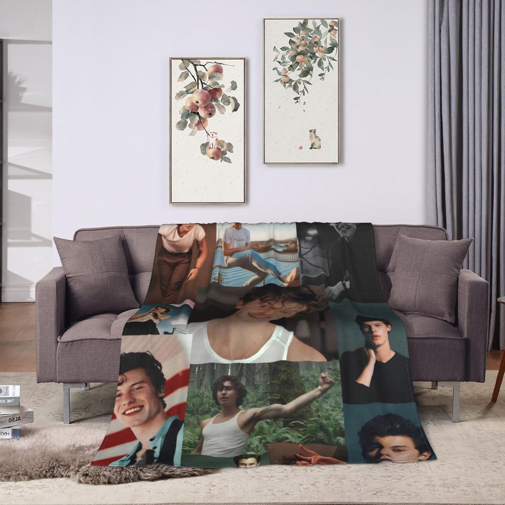 Warm Blanket Adult Decorative Rapper Shawn Mendes Throw Blanket Flannel Bedspread For Couch Chair Street Trend Sofa Bed Cover