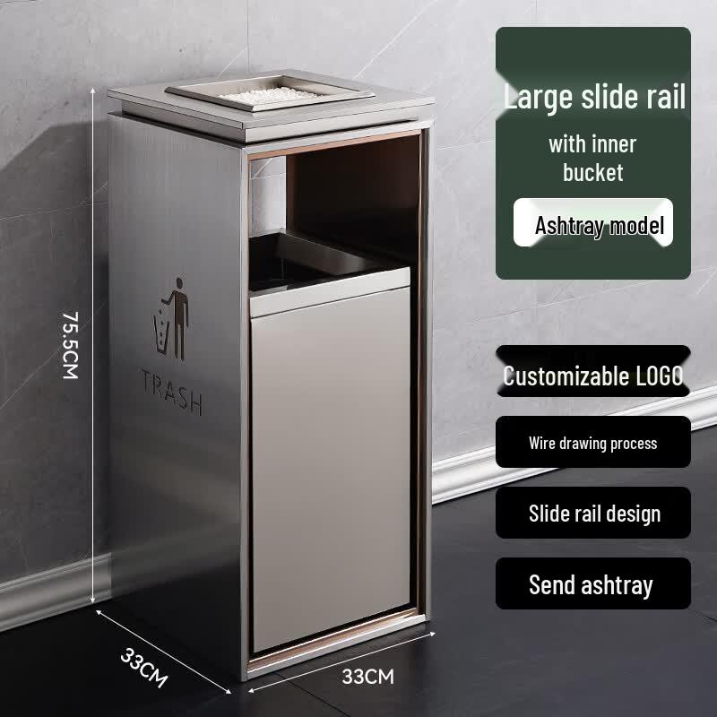 Jing Gong Hang Stainless Steel Hotel Ashtray Waste Bin