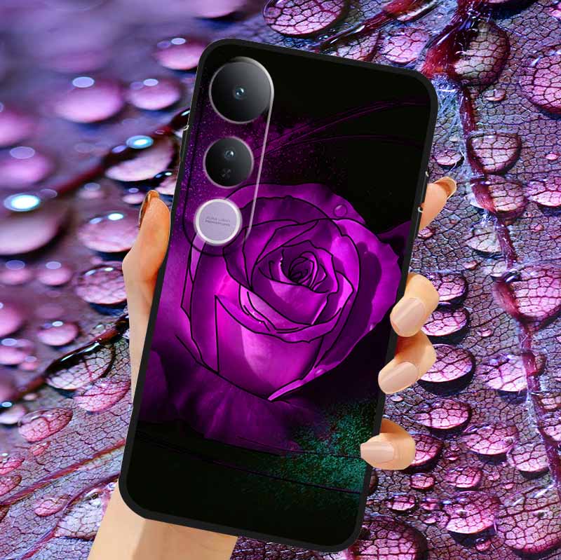 Case For Vivo V50 Lite Soft 3D Flower Relief Emboss Silicone Covers for Vivo V 50 Lite 4G 5G V50Lite Soft Capa Protective Casing