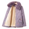 Mom winter velvet thickened cotton-padded jacket fur collar embroidered cotton-padded jacket middle-aged women's cotton-padded jacket new