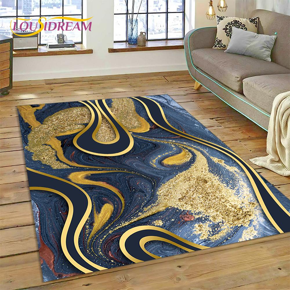 Dream Colour Splendid Marble Gold Nordic Rug for Home Living Room Bedroom Sofa Doormat Kitchen Decor Mat