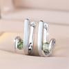 Olive Green Zircon Round Stone Hoop Earrings For Women Vintage Silver Color Ear Buckle Wedding Jewelry Engagement Party Gift