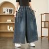 Loose Wide Leg Jeans Pants Female Autumn Casual Streetwear Big Pocket Denim Pants Solid Straight Pants for Women