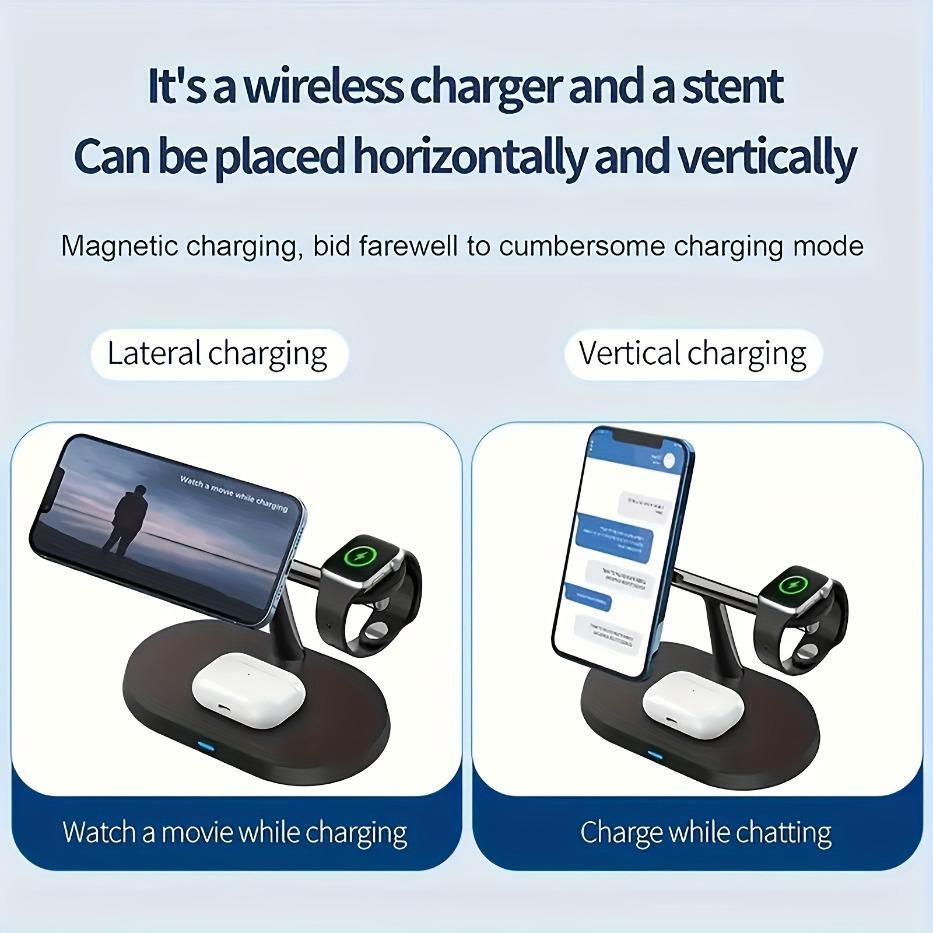 3 in 1 Magnetic Wireless Charger Stand For Magsafe iPhone 17 16 15 14 13 12 Apple Watch 8 7 Airpods Pro Fast Charging Station