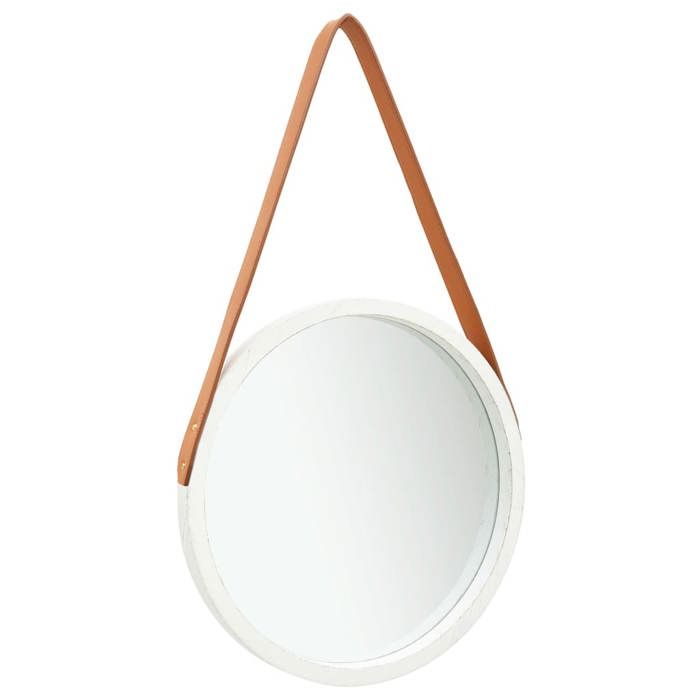 VidaXL Miroir mural avec sangle 40 cm Blanc 320360
