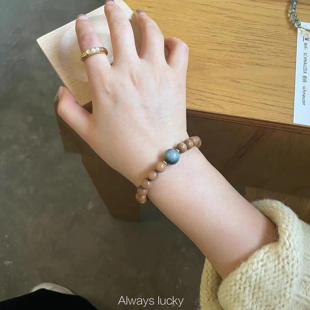 Old Mountain Sandalwood Eagle Eye Stone Bracelet, Natural Eagle Eye Stone Simple Bead String, Buddhist Bead Gift Bracelet for Women