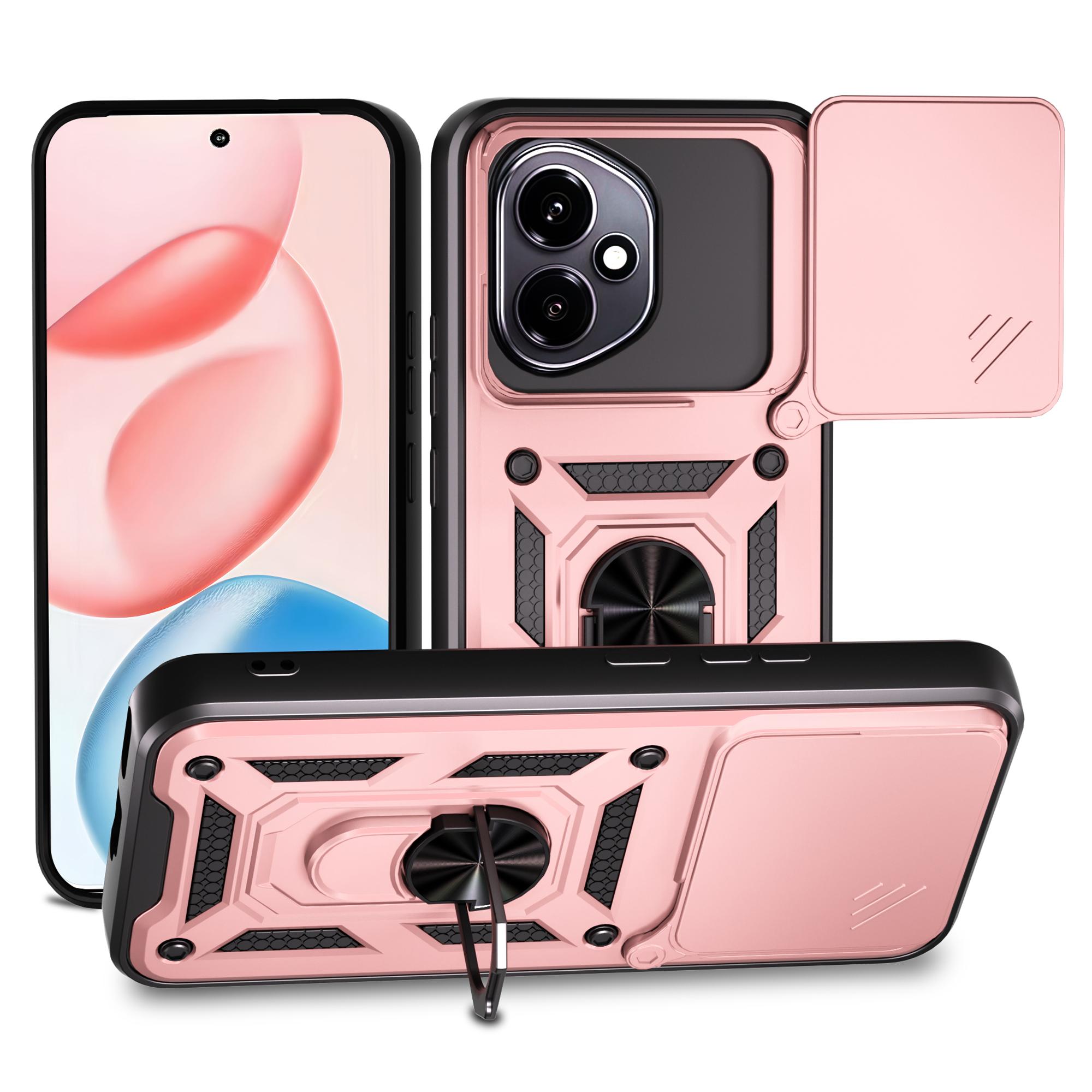 

Для Honor 400 5G (Глобальный) Чехол с выдвижной крышкой для камеры, ПК, ТПУ, подставка, чехол для телефона Rose Gold