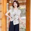 Elegant Summer Short-Sleeved Top & Suit for Middle-Aged Women