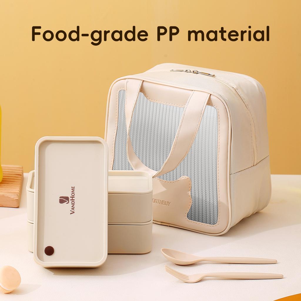 Double-Layer Plastic Lunch Box Portable Large Capacity Divided Bento Box Microwave Heatable Fruit Salad Food Container