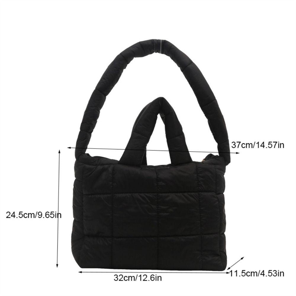 Nylon Space Cotton Handbag Solid Color Puffy Shoulder Bag Casual Cloud Tote Bag Daily