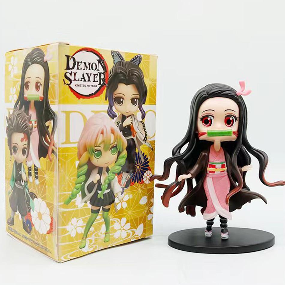14Cm Anime Figure Nezuko Tanjirou Zenitsu Inosuke Kyoujurou Giyuu Kawaii Qposket Pvc Model Toys Children Gift