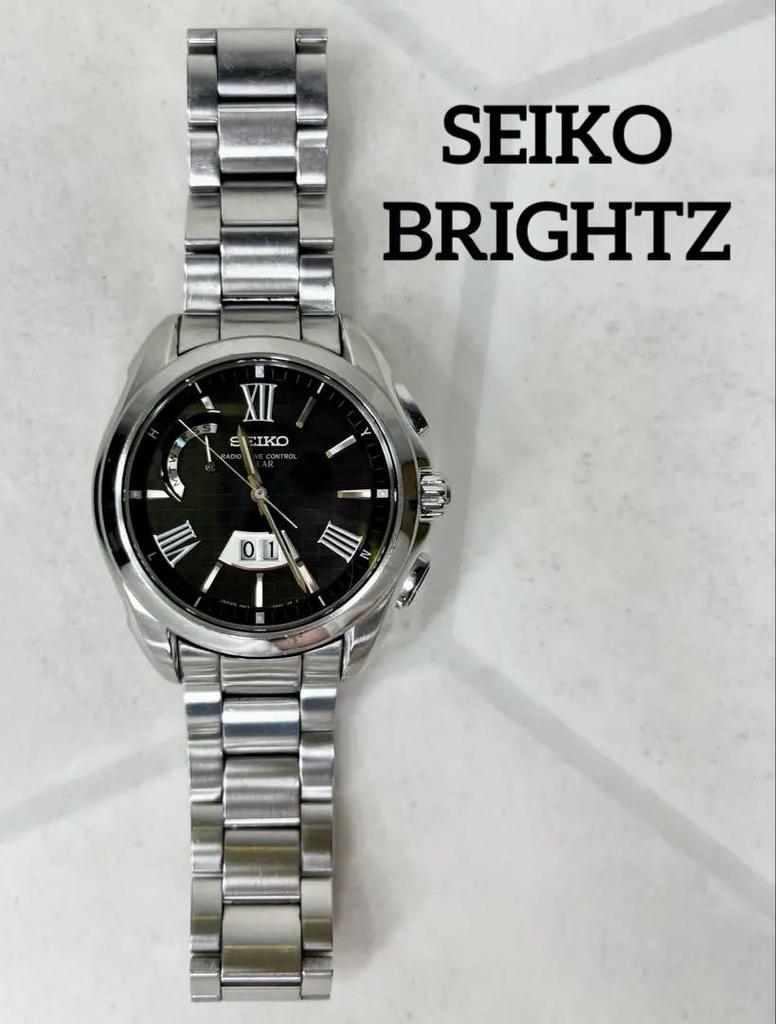 [USED] Radio-controlled solar watch, rare, Seiko Brightz big calendar