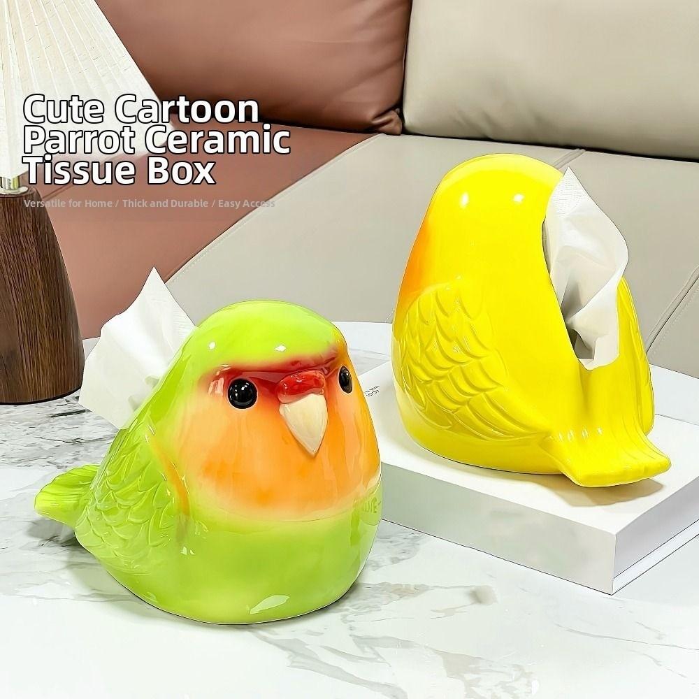 Cute Parrot Ceramic Tissue Box Lovely Napkin Storage Case Storage Supplies