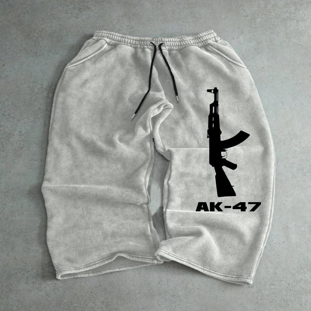 Men's Straight Leg Pants Paired with Drawstring Waistband, Stylish and Cool Pattern Print, Stylish and Comfortable Wide Leg Sports Pants