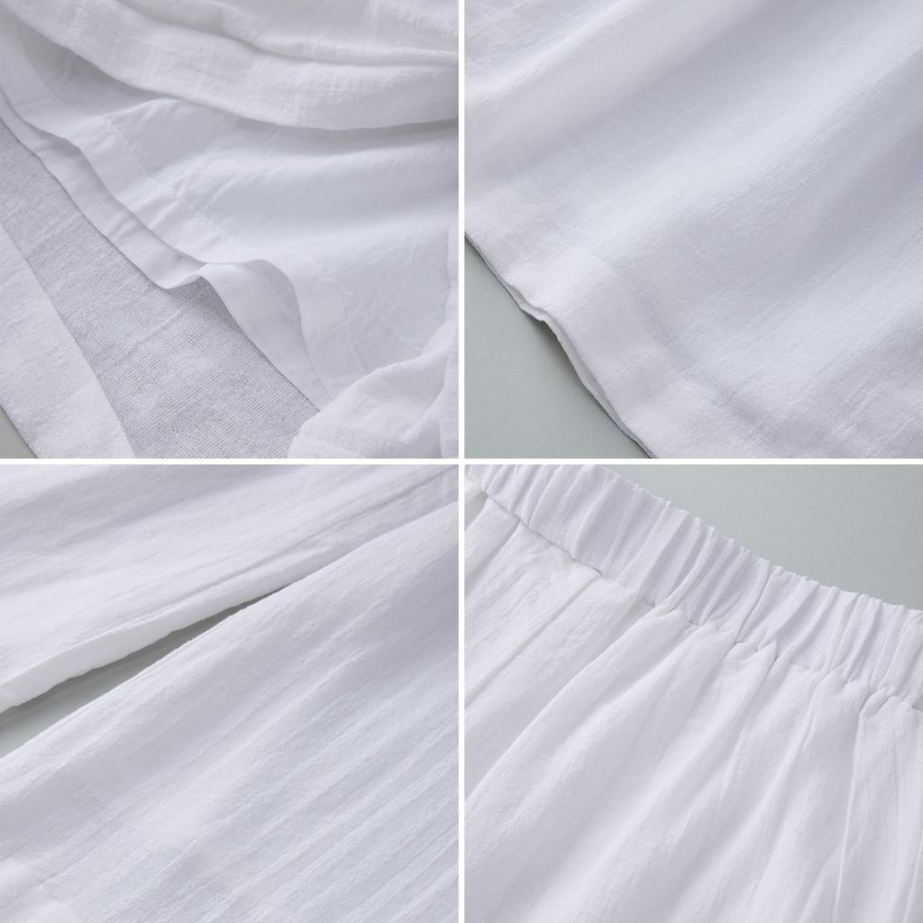 Huaxure Hemp Gaucho Long Summer Slightly Machine Cool Pants Women's Wide-Leg Pants, Lightweight, Pants, Pants, Wear, Sheer, Stretch, Washable, Soft,