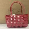 Plastic Hollow Weave Bag Countryside Style Bohemian Style Vegetable Basket Bag Vacation Style Large Capacity Beach Tote Bag