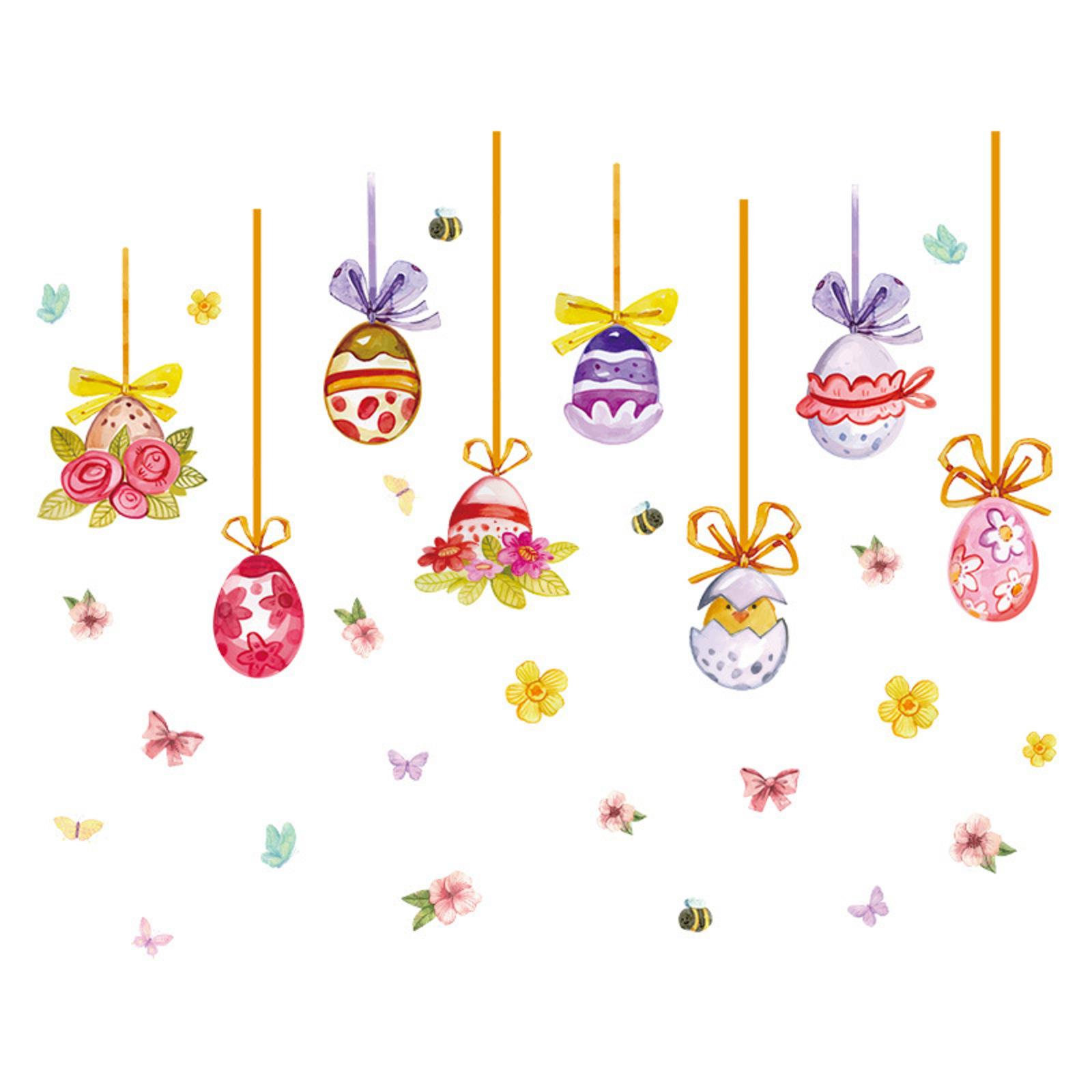 

Easter Egg Wall Stickers, Living Room And Bedroom Wall Decorations, Self-adhesive PVC Stickers, Floral And Butterfly Window Stickers. One Size