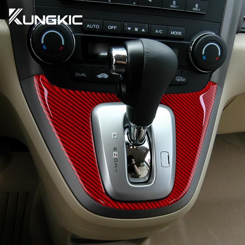 Real Carbon Fiber For Honda CRV CR-V 2007 2008 2009 2010 2011 Central Control Gear Shift Cover Panel Sticker Accessories LHD RHD