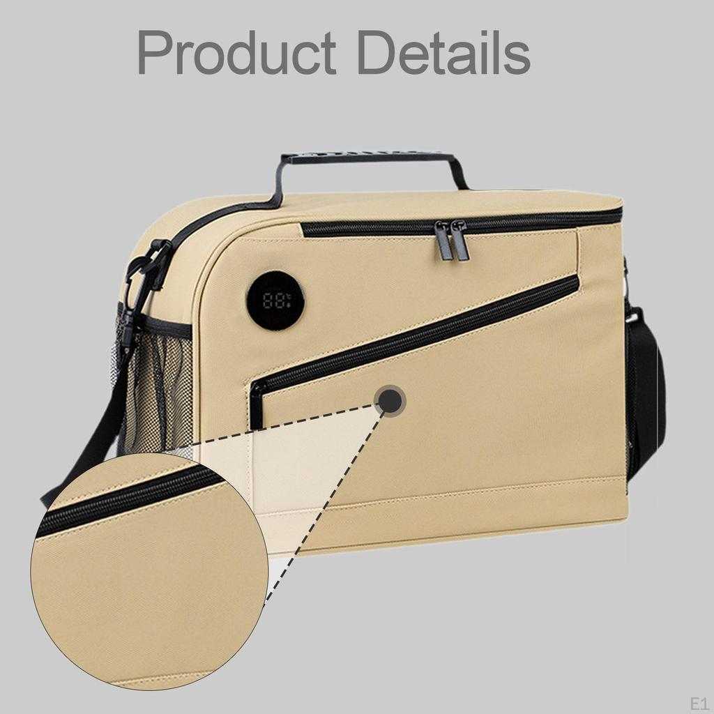 Insulated Bag with Zipper, Smart Temperature Display, Thermal Preservation for