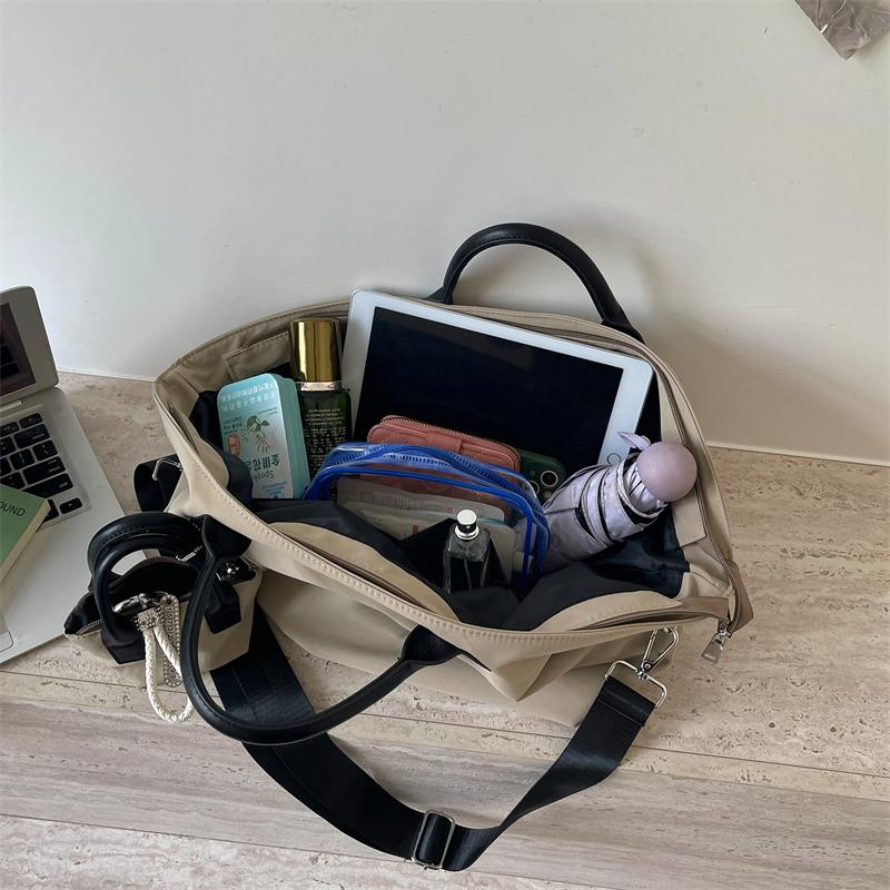 Borsa a Tote in Tela di Grande Capacità per Donna, Borsa a Spalla Casual con Manico in Pelle