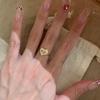 Open Ring Vintage Gold Heart Cut Yellow Zirconia Ring for Women Full Diamond Sparkling Love Jewelry