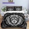 Black and White Lion Pattern Bedding Quilt Set  Home Decoration  Gift (1 * duvet cover + 2 * pillowcase  without core)