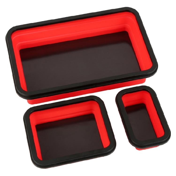3 Pack Silicone Magnetic Parts Trays, Foldable Metal Component Storage Space Saving Organizer for Efficient Workstations
