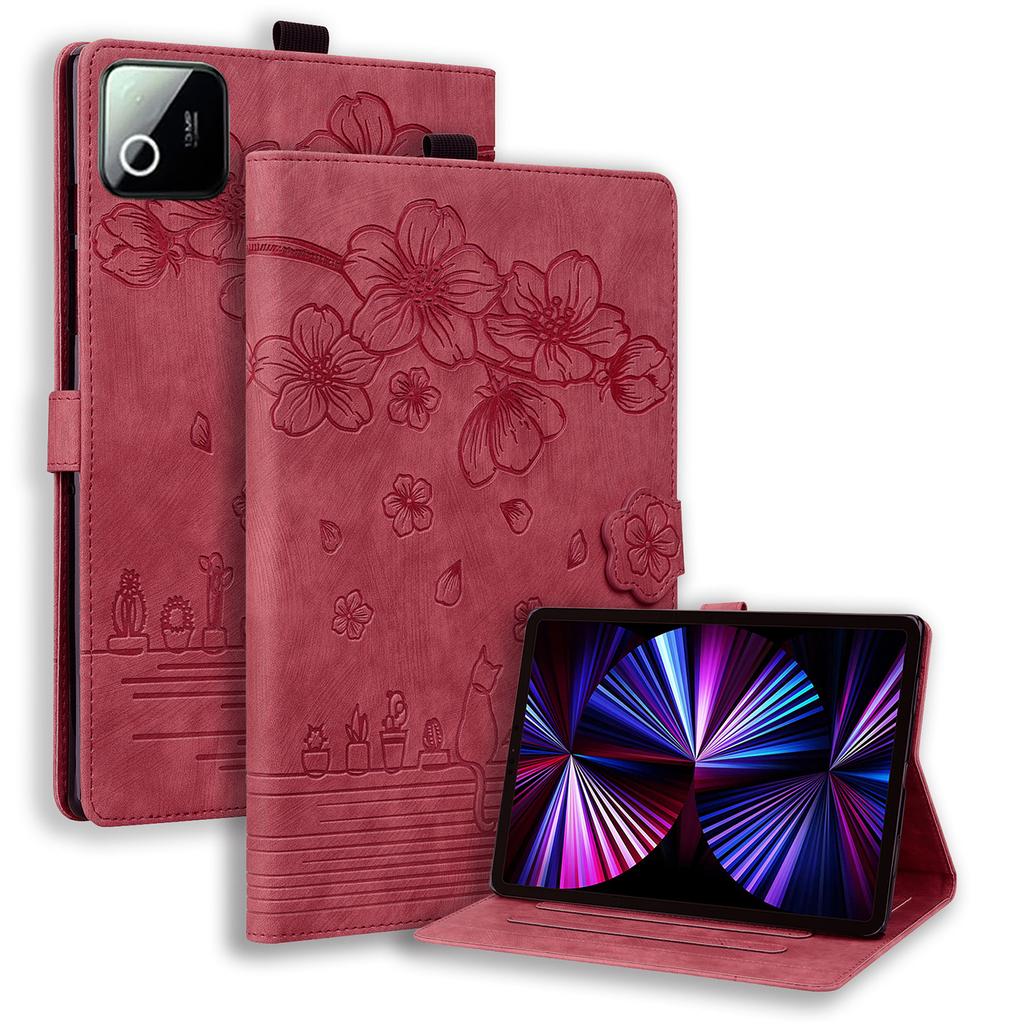 Tablet Case For Xiaomi Poco Pad X1 / Pad 7 / Pad 7 Pro / Pad 8/ Pad 8 Pro Card Slots Leather Tablet Stand Folio Cover Flower Cat