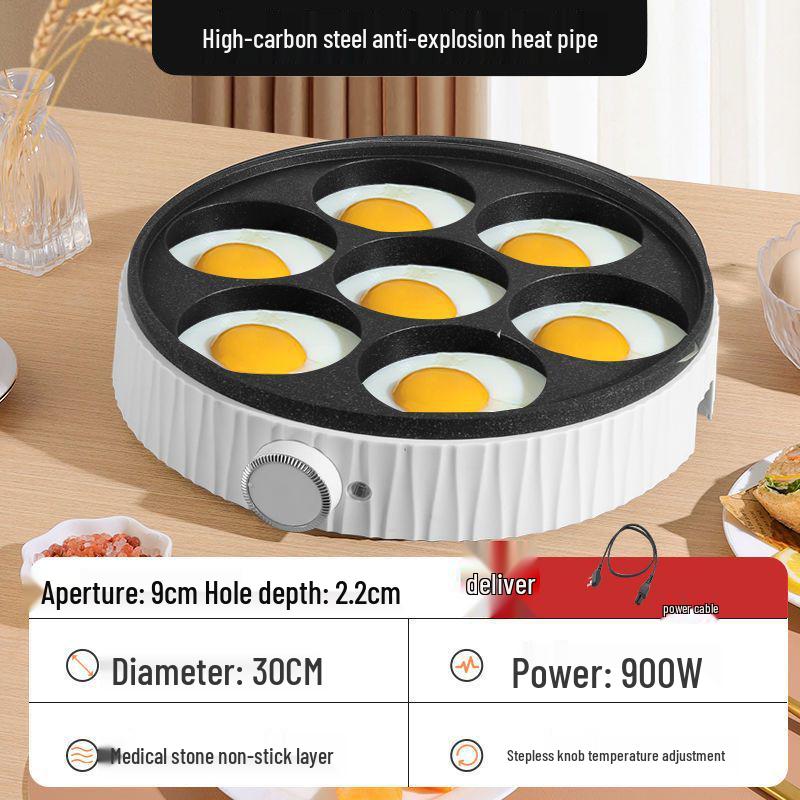 Non-stick 7-Hole Egg Frying Pan for Breakfast and Hamburgers