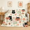 Cute Cat Pumpkin Halloween Throw 240g Flannel Blanket Lightweight Soft Skin-friendly Summer Thin Throw Blanket