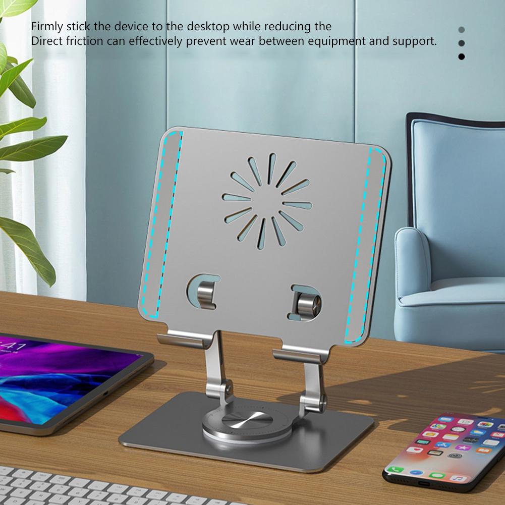 Foldable Bracket Stand 360 Degree Rotating Swivel CNC Hollowed Tablet Holder Desk Anti Slip Height Adjustable for IPad/iPhone 14