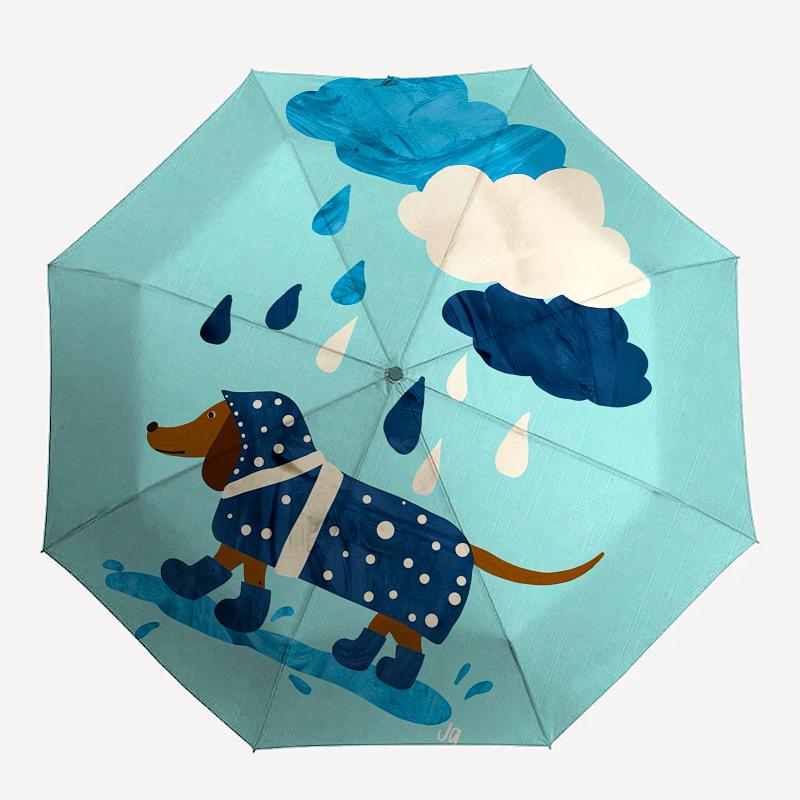 1pc Rainy Day Dachshund Umbrella with Plastic Handle,Suitable for All Seasons UmbrellaPT450